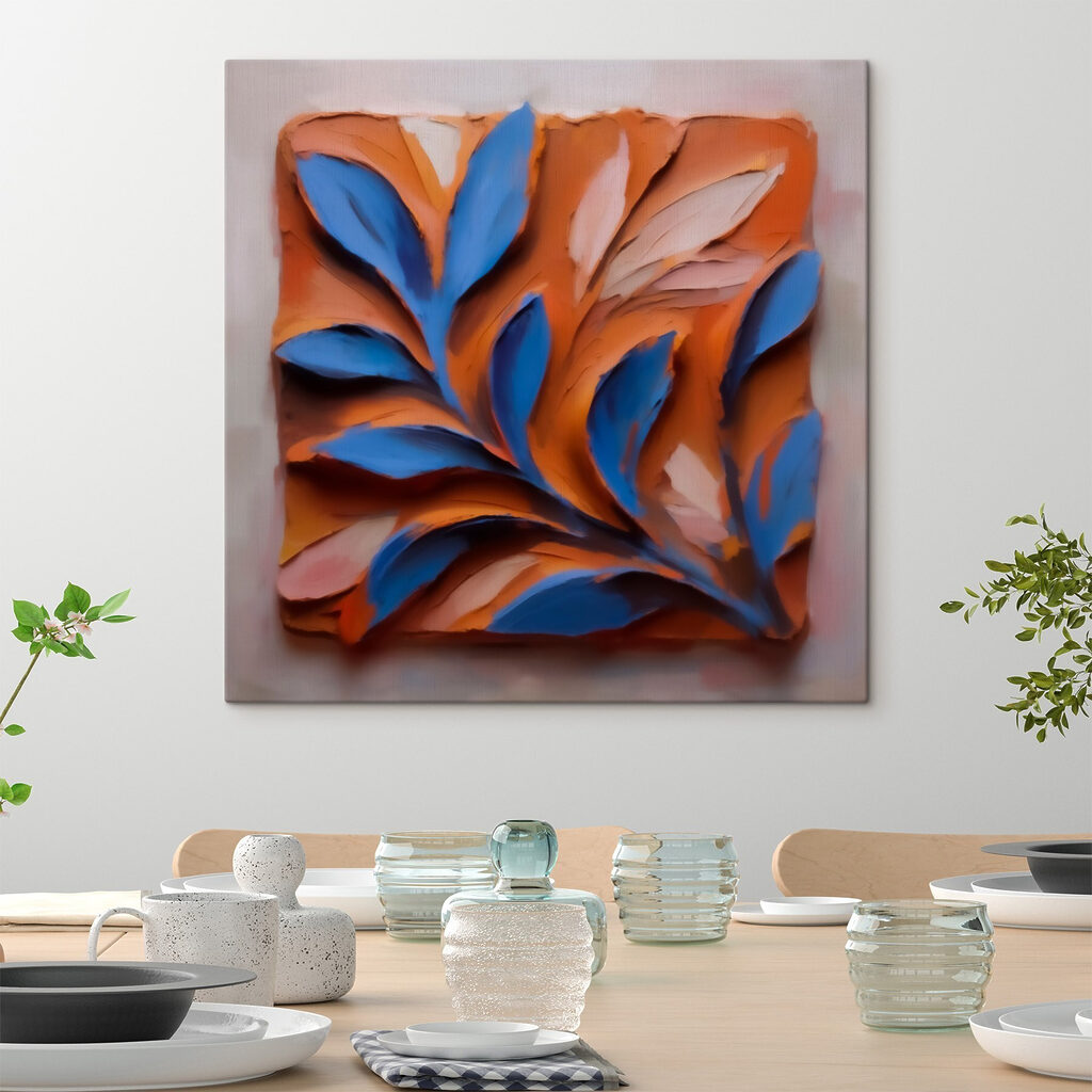 Blauwe bladeren op roest — interieur 3