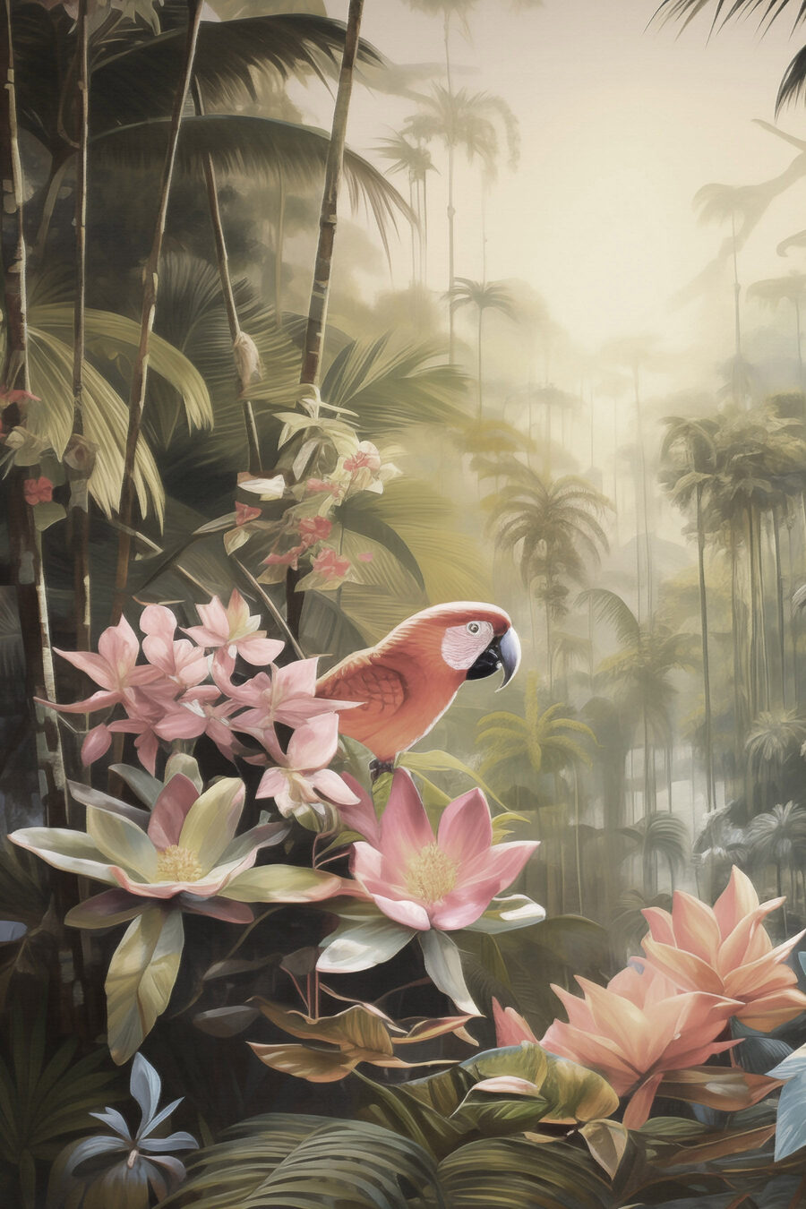 Vogel die op bloemen zit — volledig ontwerp