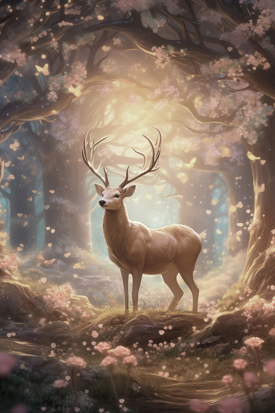 Herten in het bos — volledig ontwerp