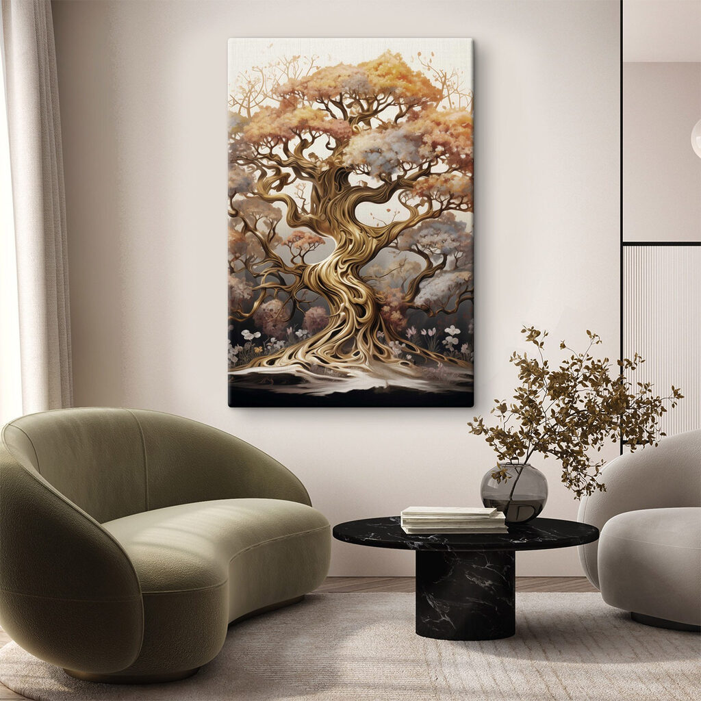 Boom met veel takken en bloemen — interieur 1
