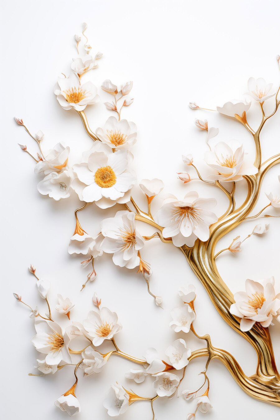 Boom met witte bloemen — volledig ontwerp