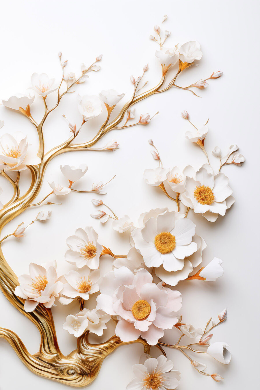 Verfijnde bloesems tegen een rustige achtergrond — volledig ontwerp