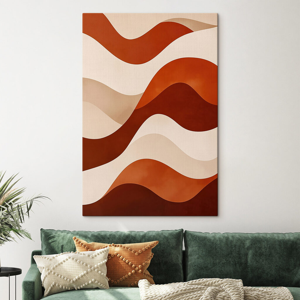 Terracotta banen tussen roomwit — interieur 2