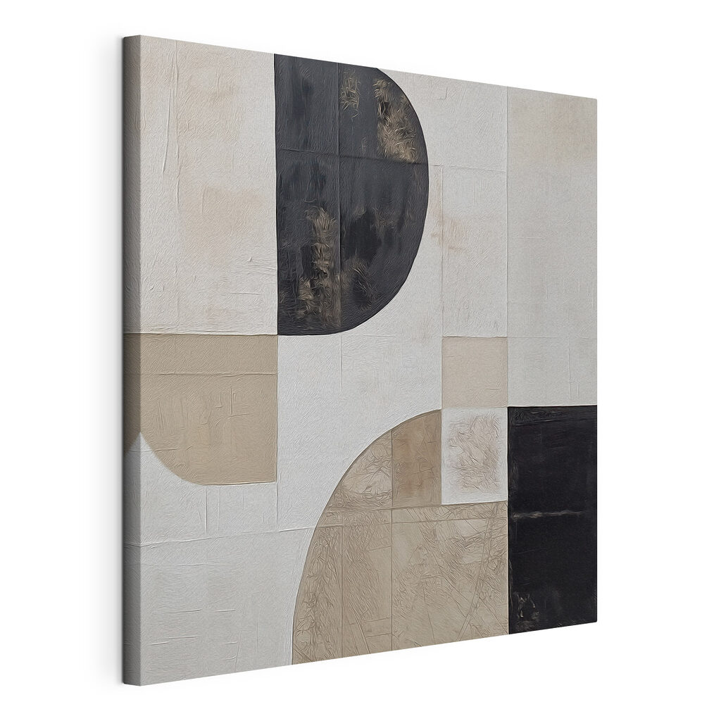 Zwart-wit geometrisch patroon, gespannen canvas met doorlopende rand