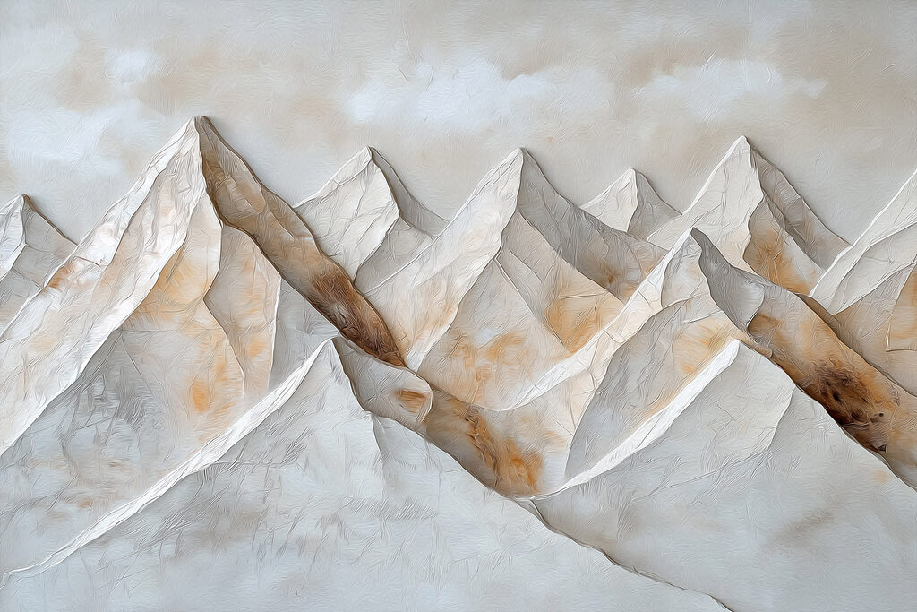 Witte bergpieken in reliëf — volledig ontwerp