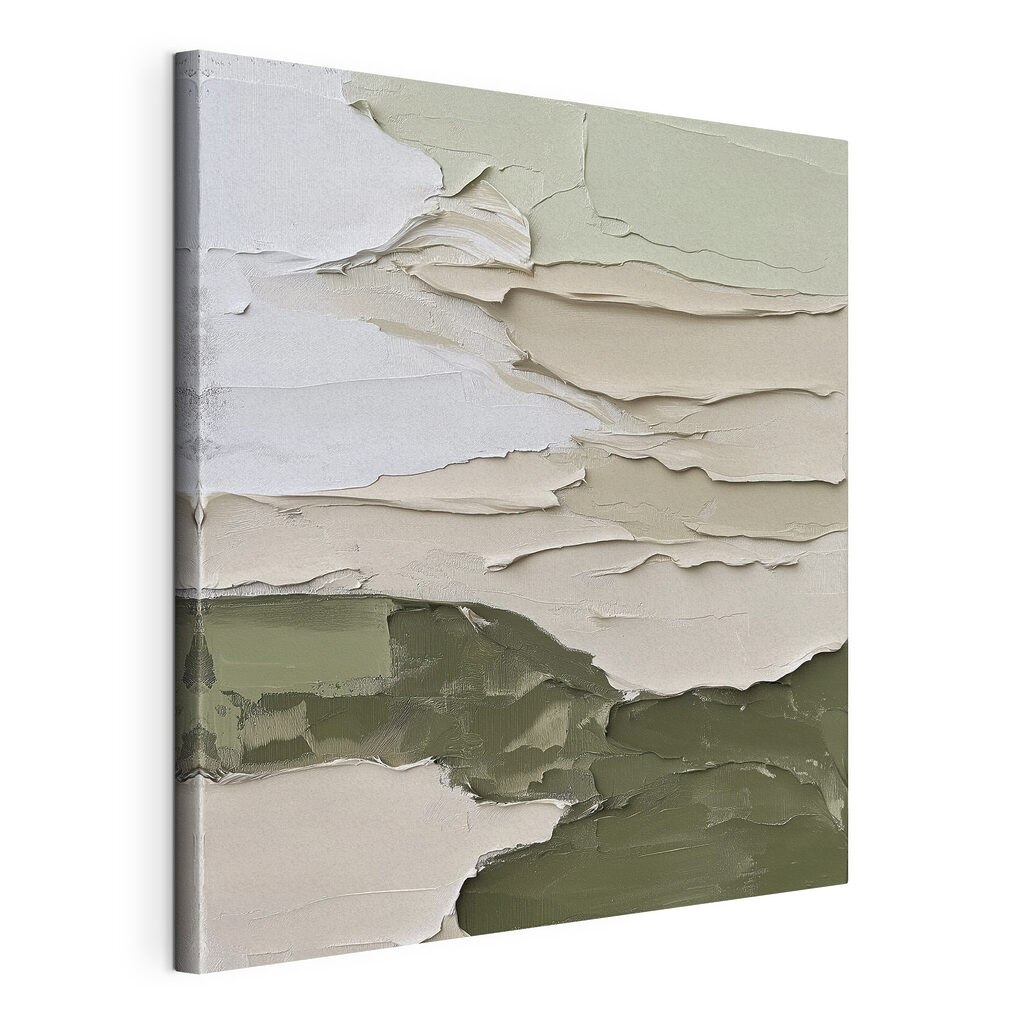 Rustgevend landschap in zachte tinten, gespannen canvas met doorlopende rand