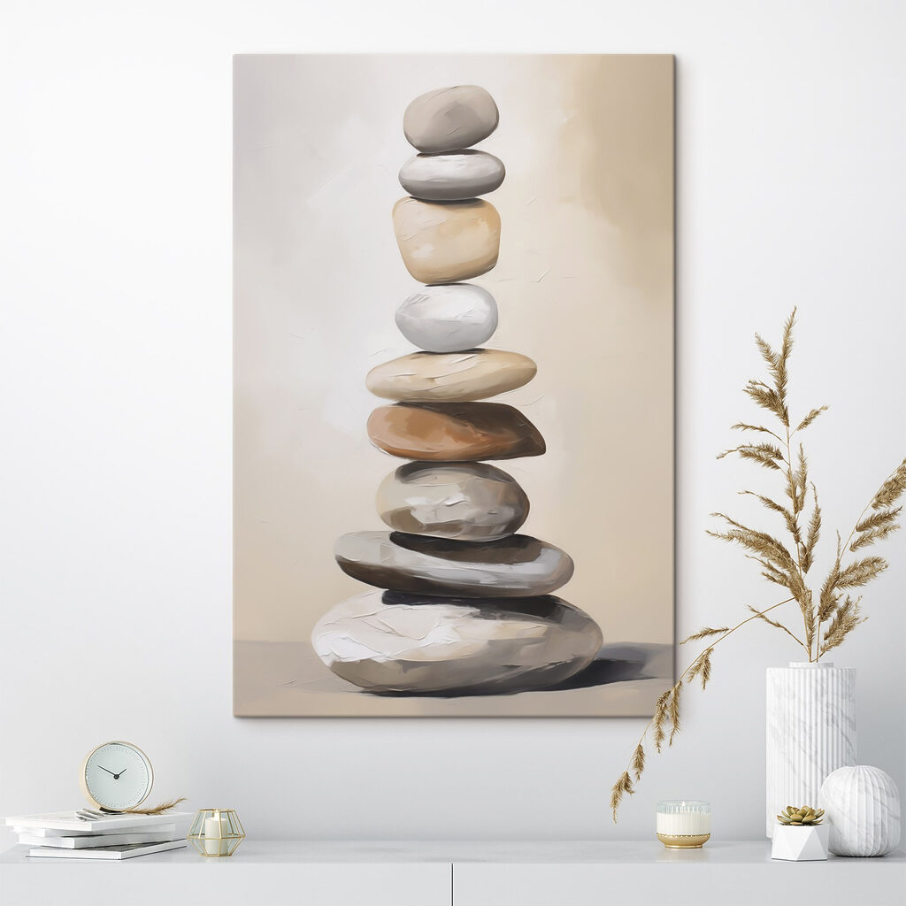 Hoge stapel zachte keien — interieur 1