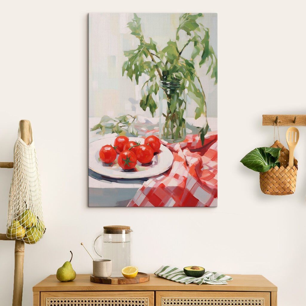 Tomaten op geruit tafelkleed — interieur 1