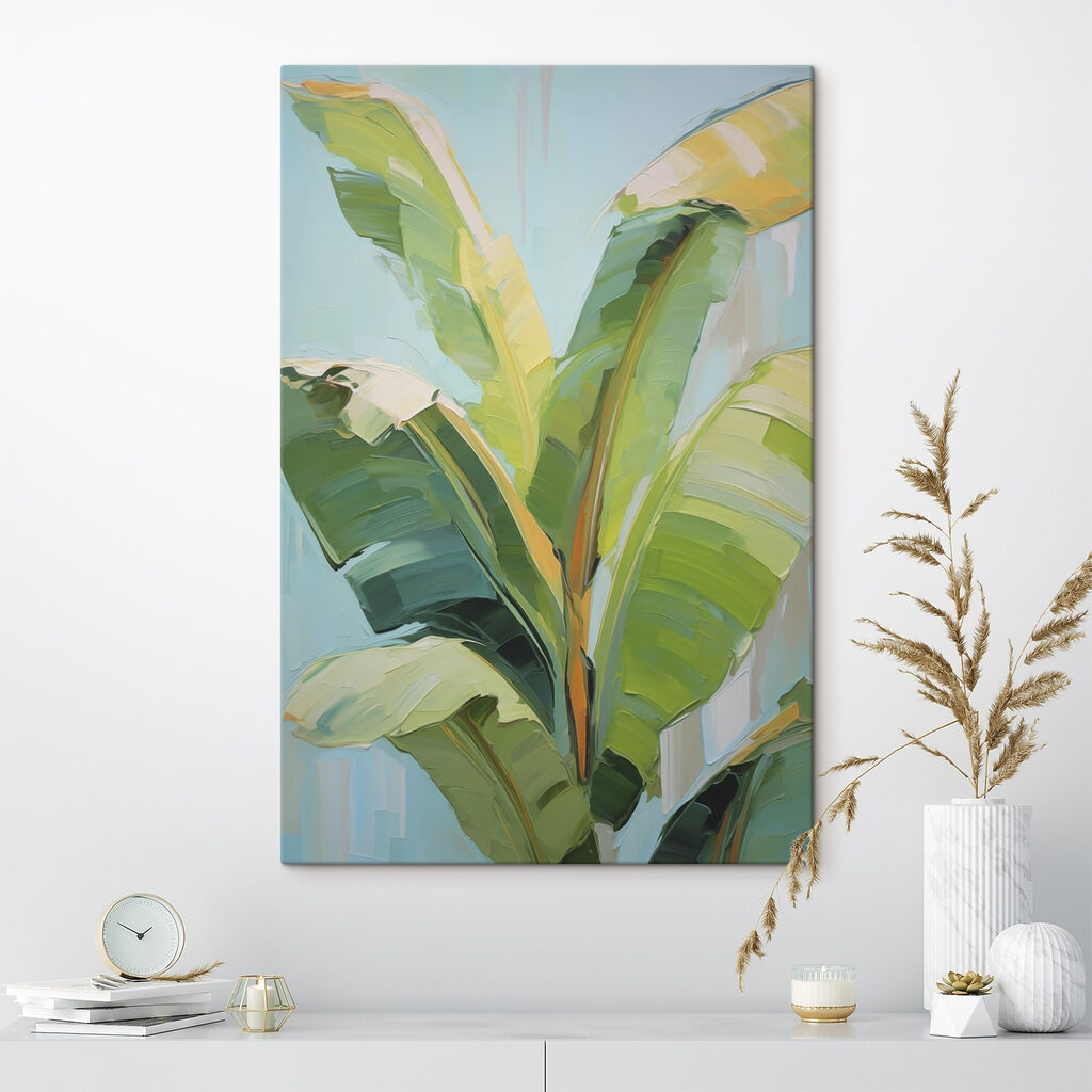 Bananenbladeren in groene penseelbanen — interieur 2