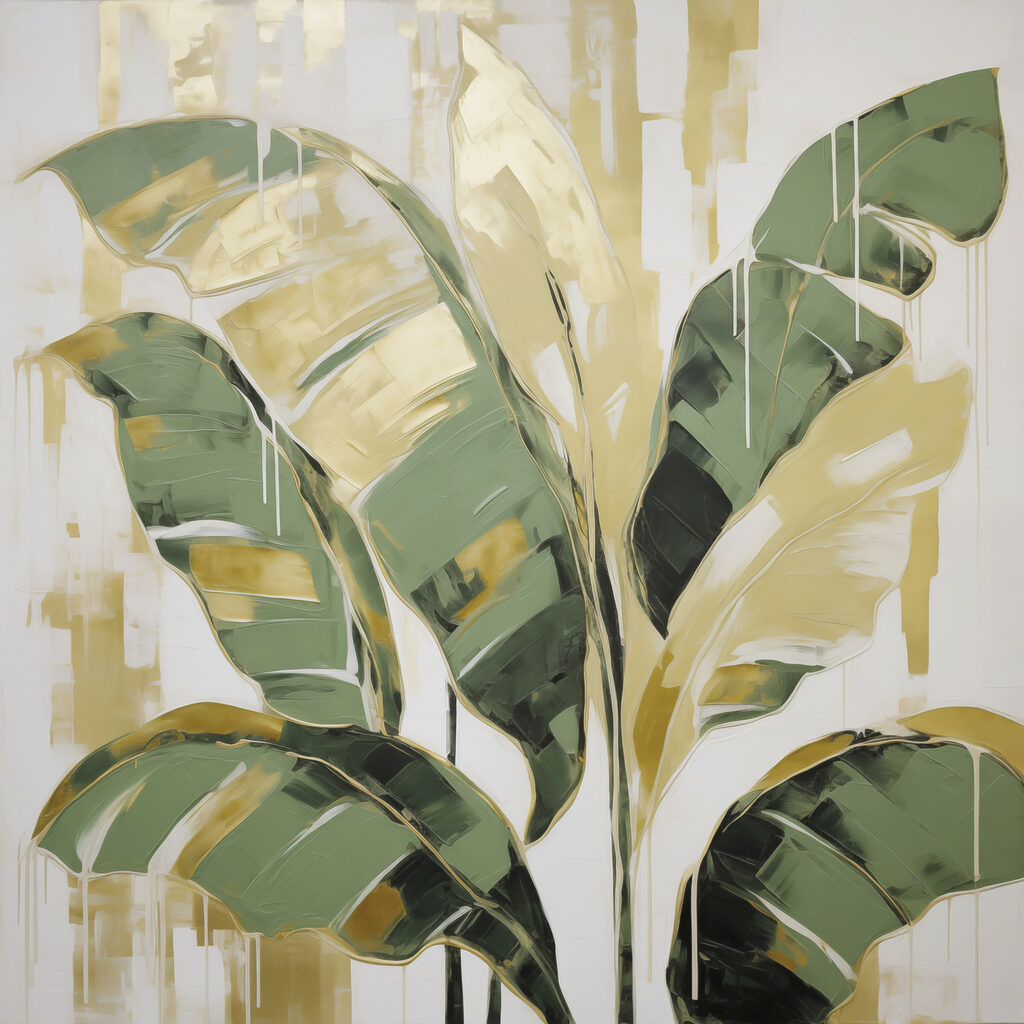 Monstera tussen brede verfstreken — volledig ontwerp