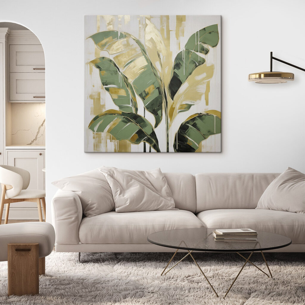 Monstera tussen brede verfstreken — interieur 1