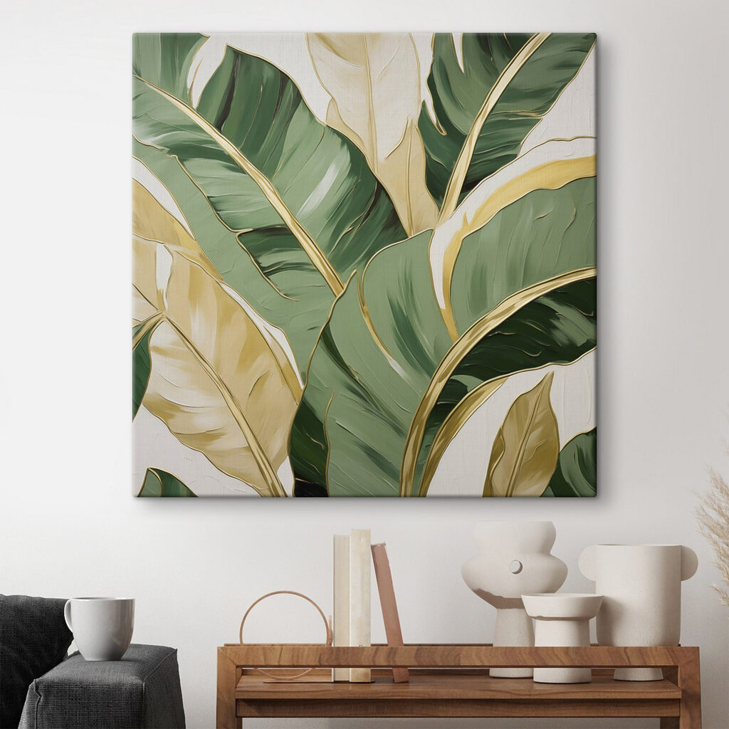 Groene bladeren met goudranden — interieur 2