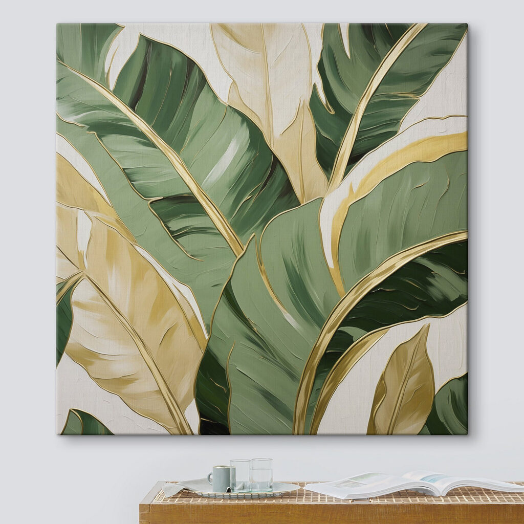 Groene bladeren met goudranden — interieur 1
