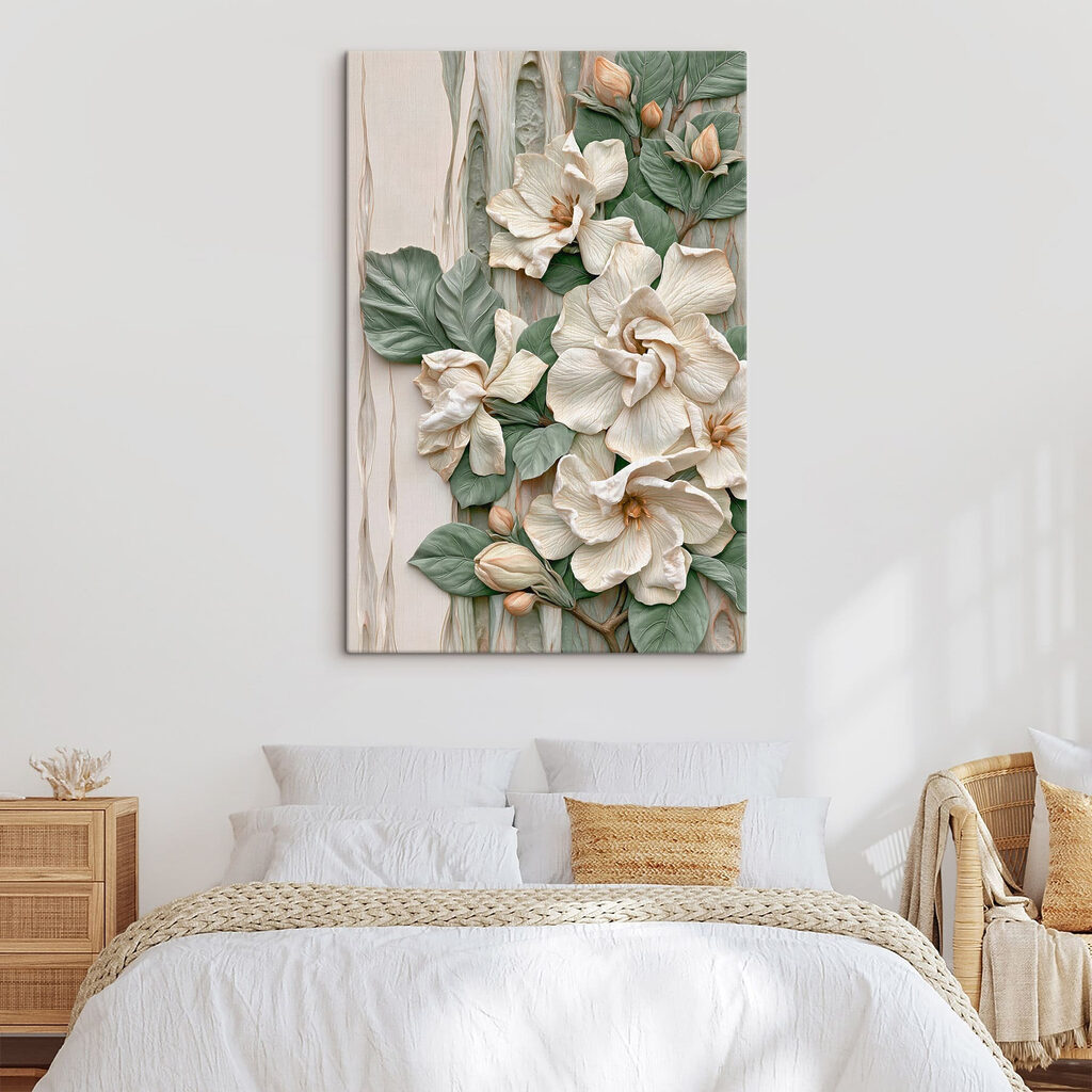Witte bloemen langs reliëf — interieur 2
