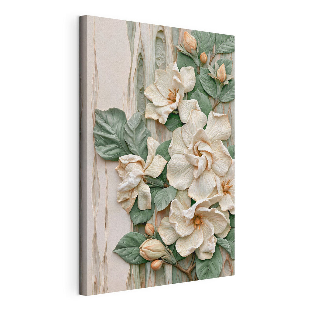 Witte bloemen langs reliëf — productweergave