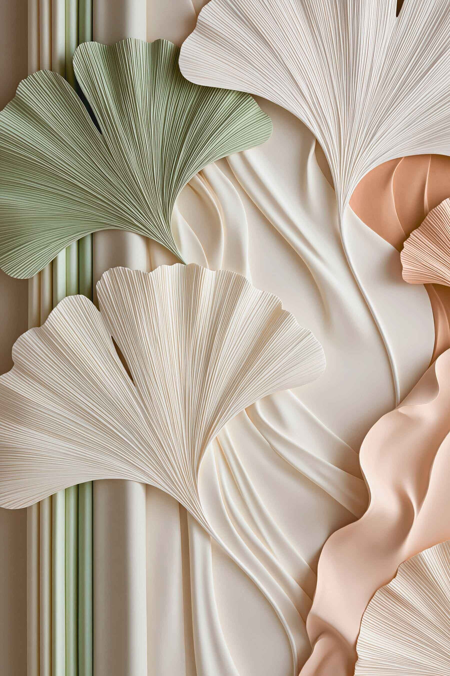 Ginkgo in zachte pastellagen — volledig ontwerp