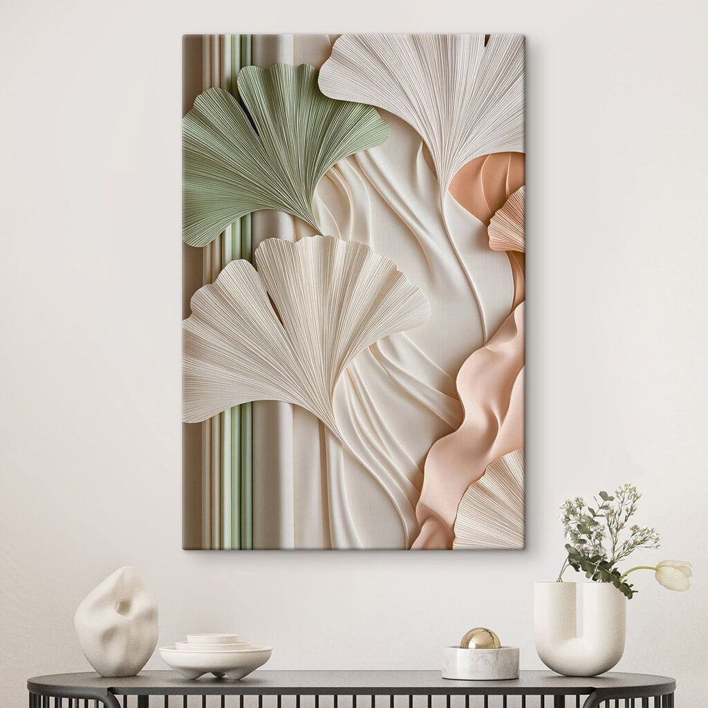 Ginkgo in zachte pastellagen — interieur 1