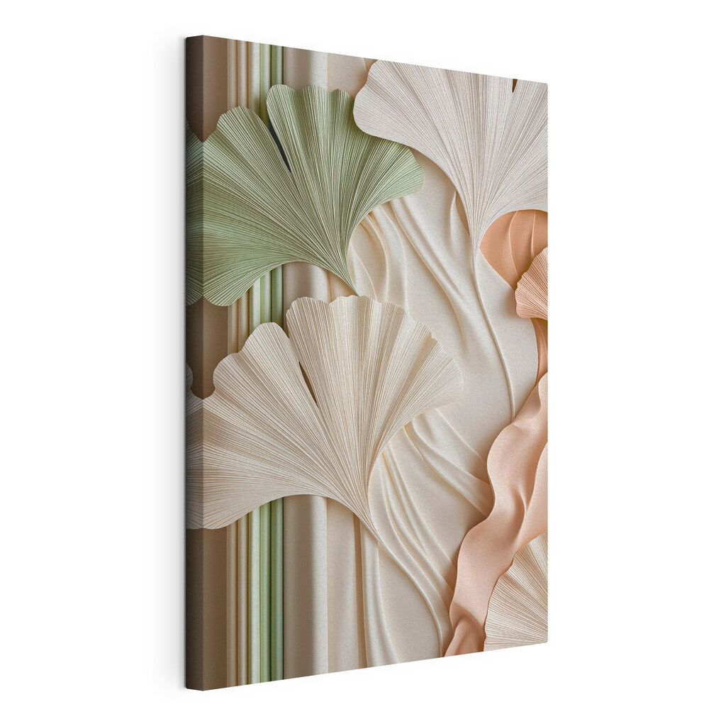 Ginkgo in zachte pastellagen, gespannen canvas met doorlopende rand