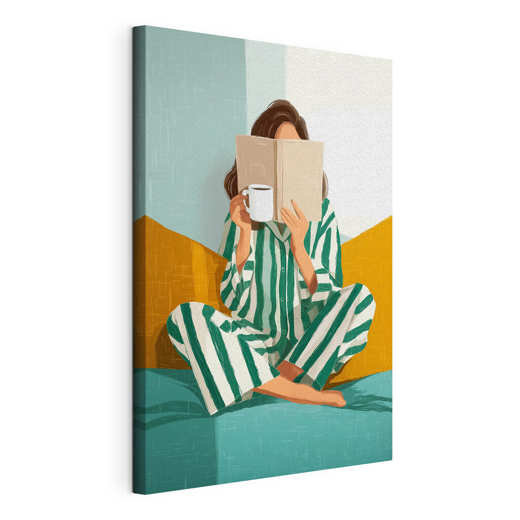 Lezen in gestreepte pyjama — productweergave