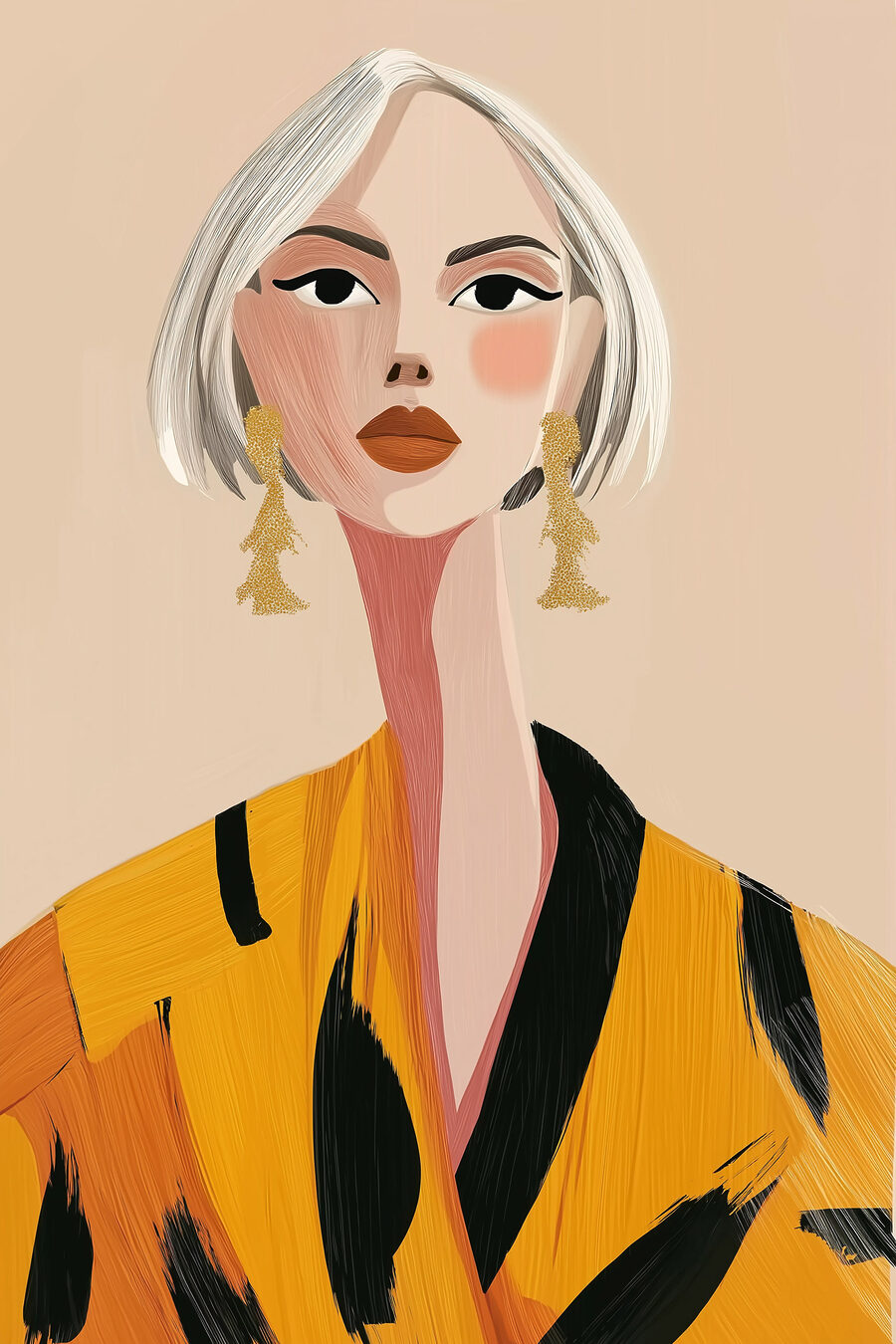 Vrouw met zilverblond kapsel — volledig ontwerp