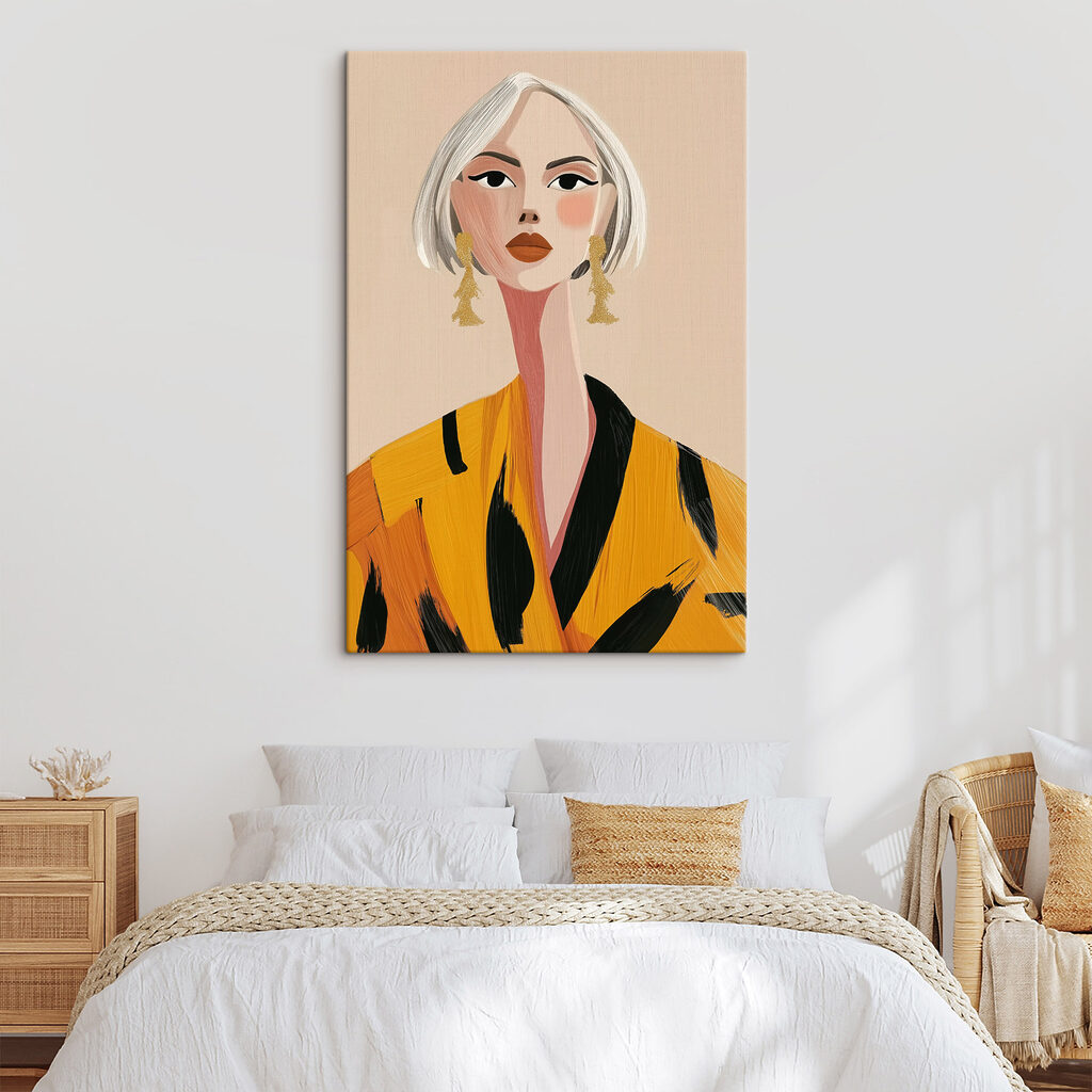Vrouw met zilverblond kapsel — interieur 1
