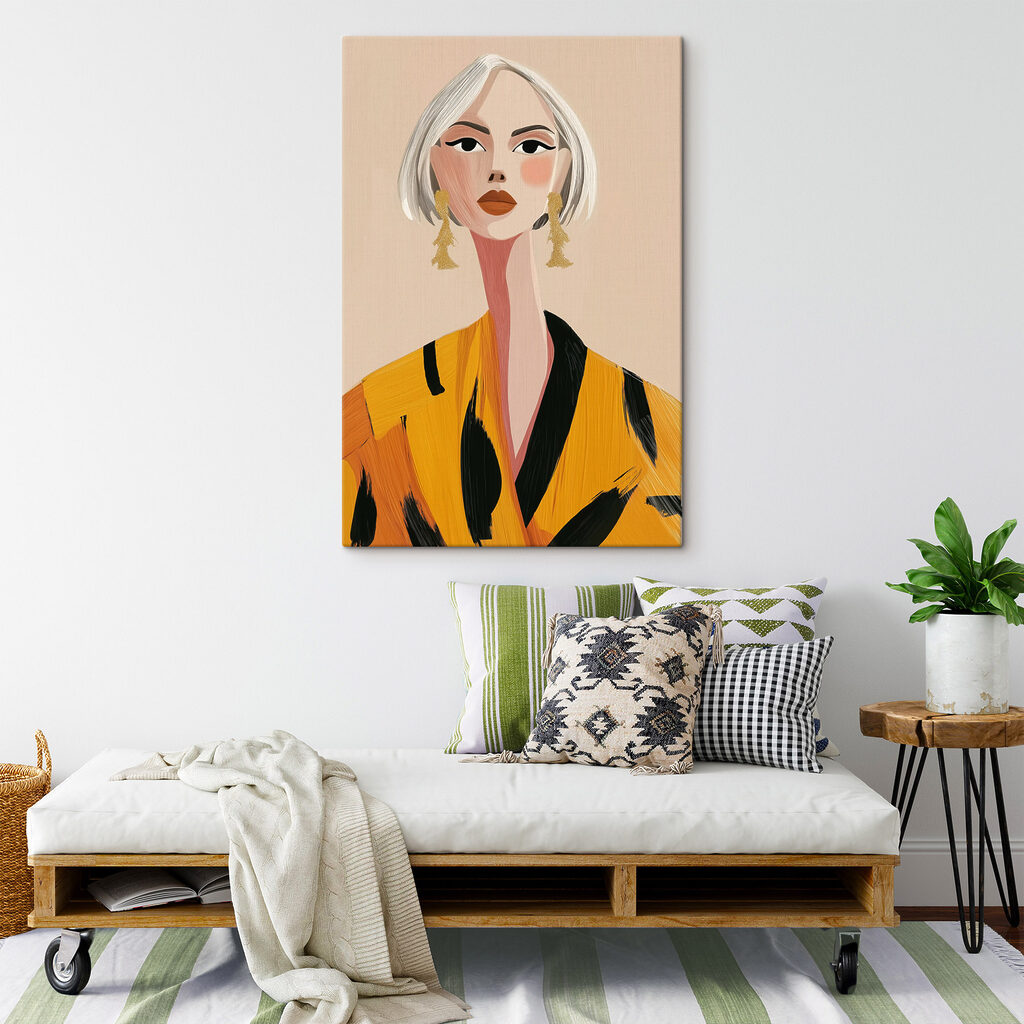 Vrouw met zilverblond kapsel — interieur 2