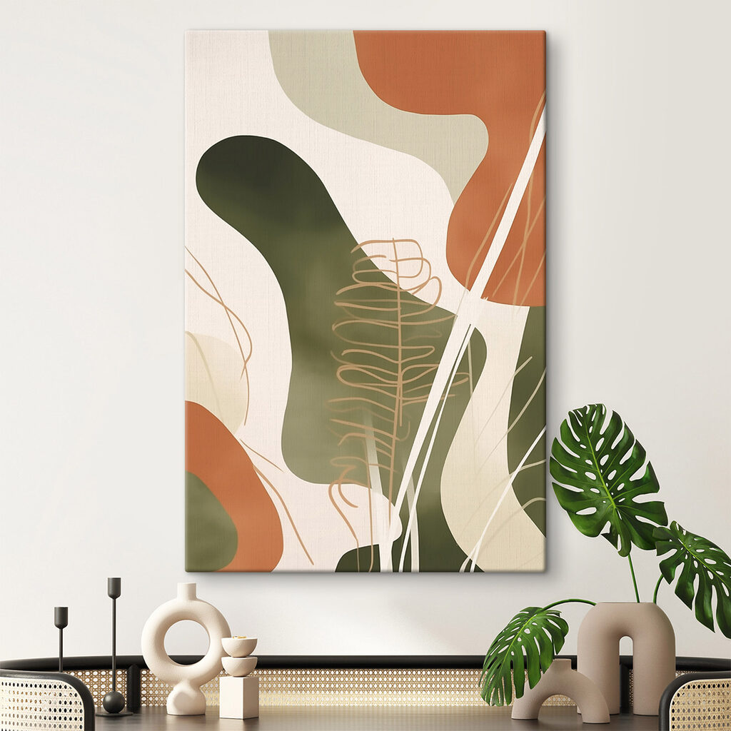 Gouden bladlijnen over natuurtinten — interieur 2