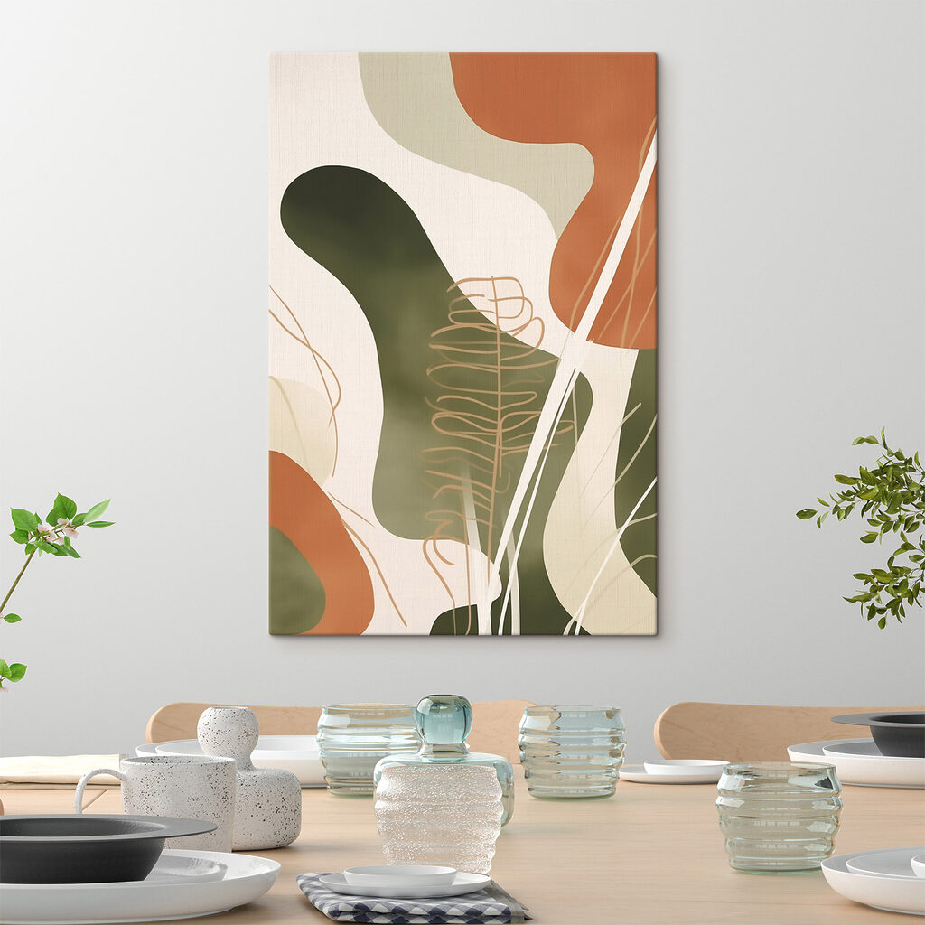 Gouden bladlijnen over natuurtinten — interieur 1