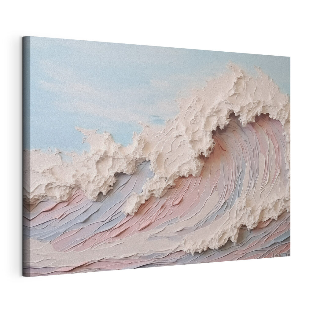 Roze branding in verfplooien, gespannen canvas met doorlopende rand