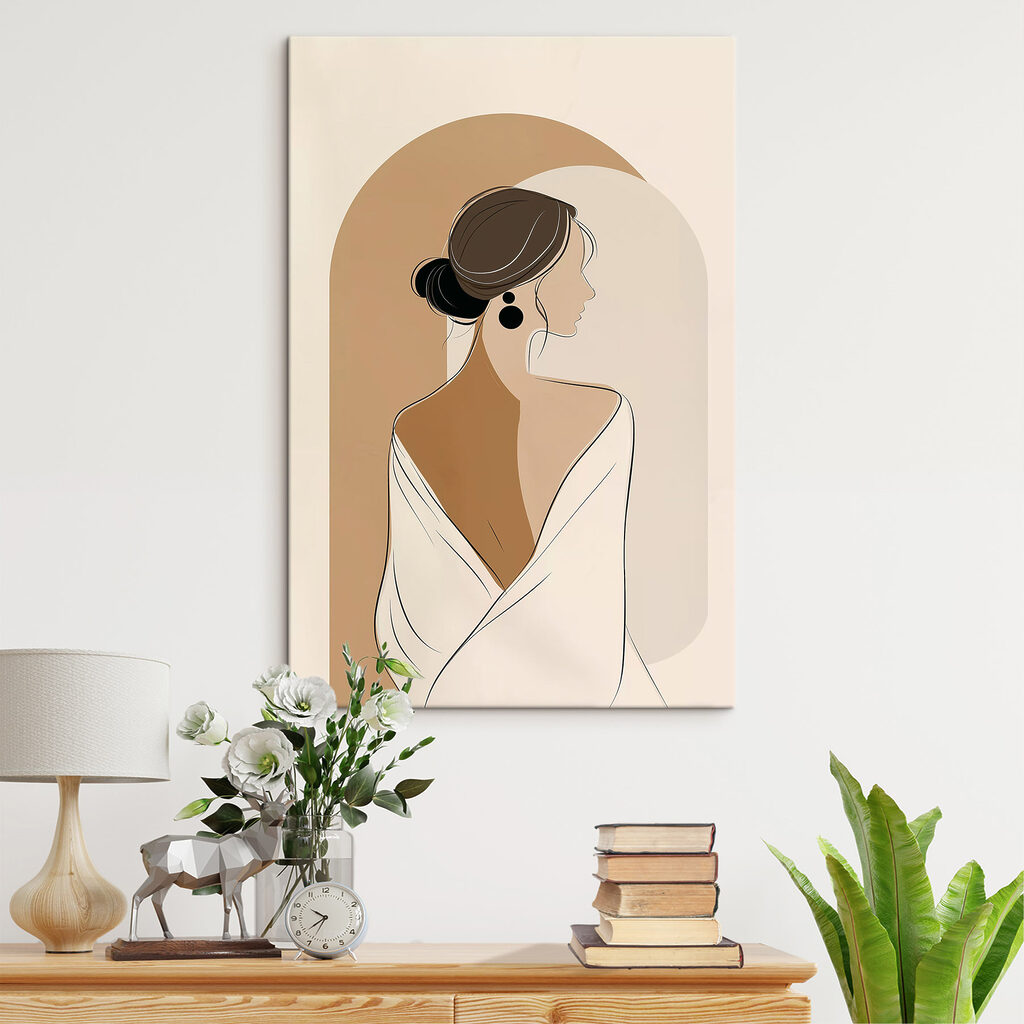 Blote rug onder kleurboog — interieur 1