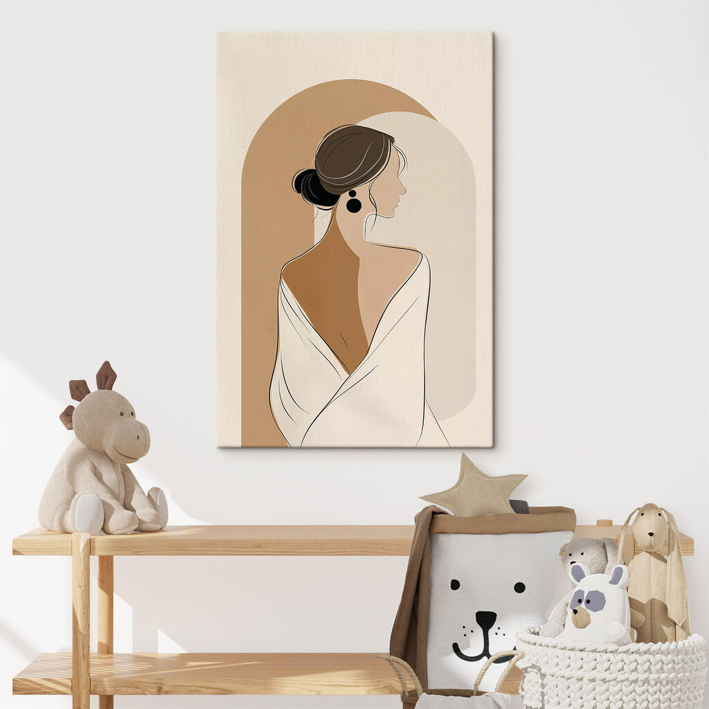 Blote rug onder kleurboog — interieur 2