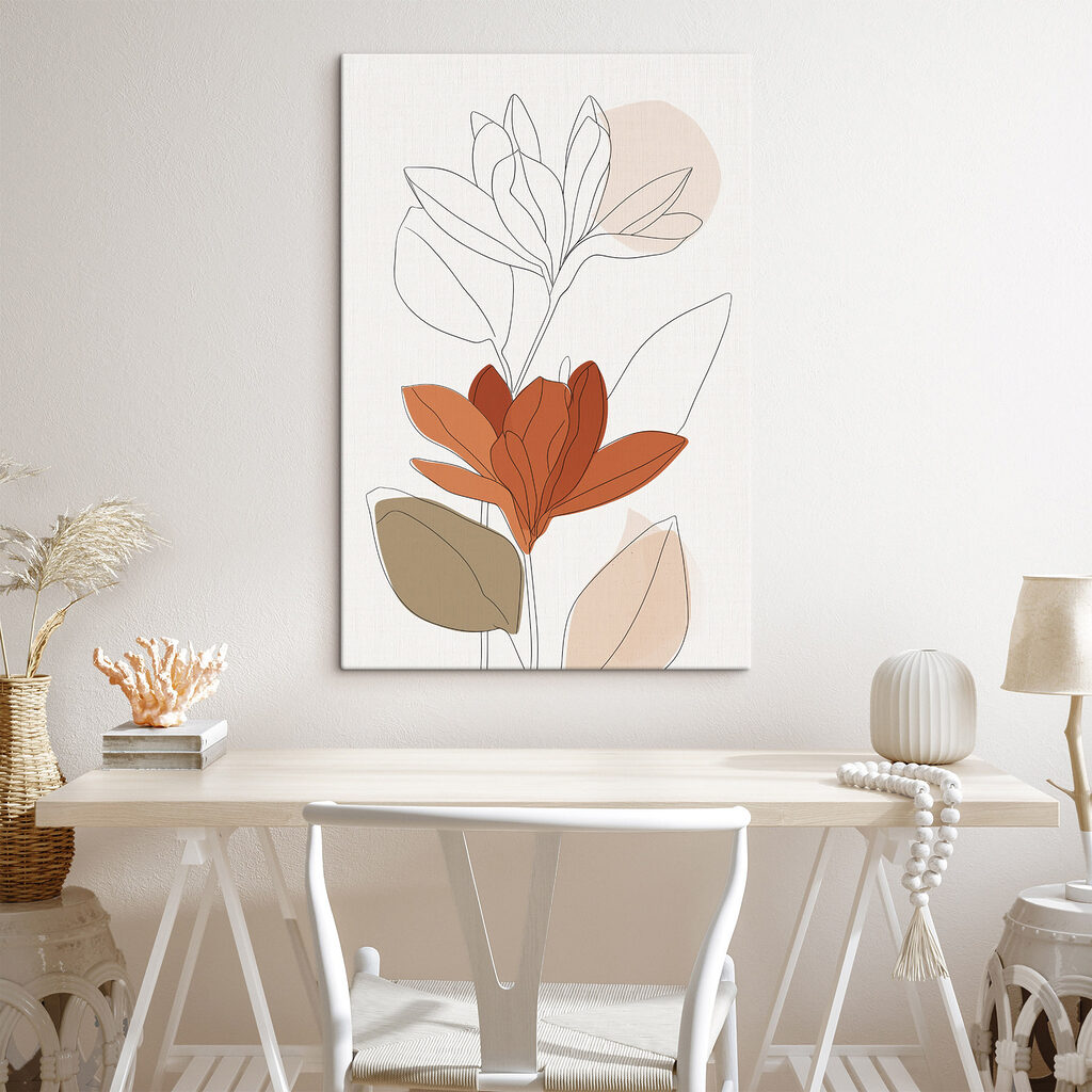 Tekening van een bloem in een interieur