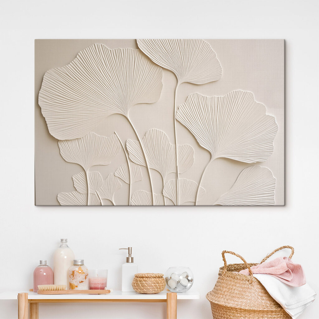 Witte ginkgobladeren naast elkaar — interieur 1