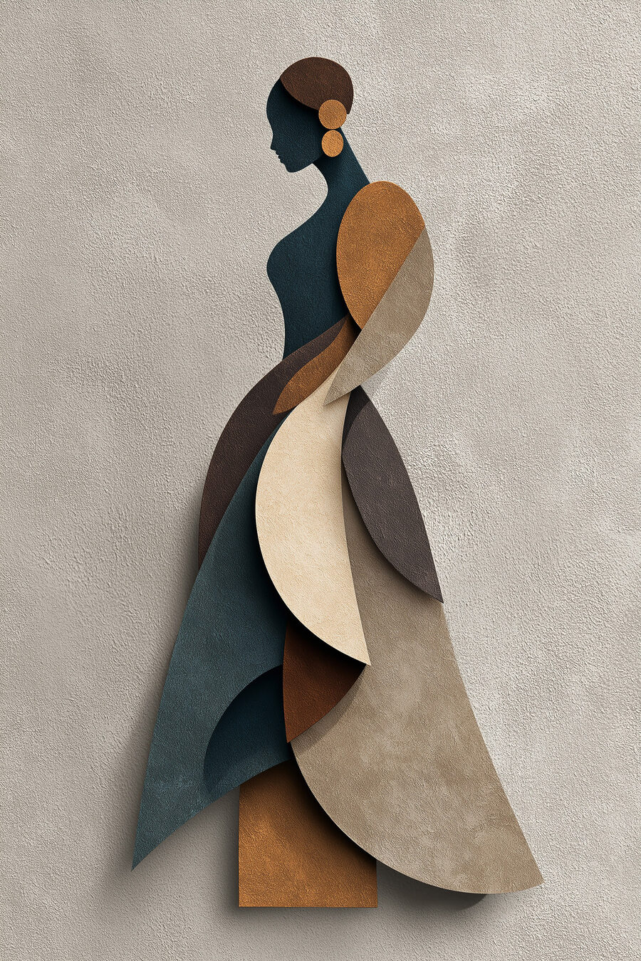 Vrouwenfiguur in geplooide vlakken — volledig ontwerp