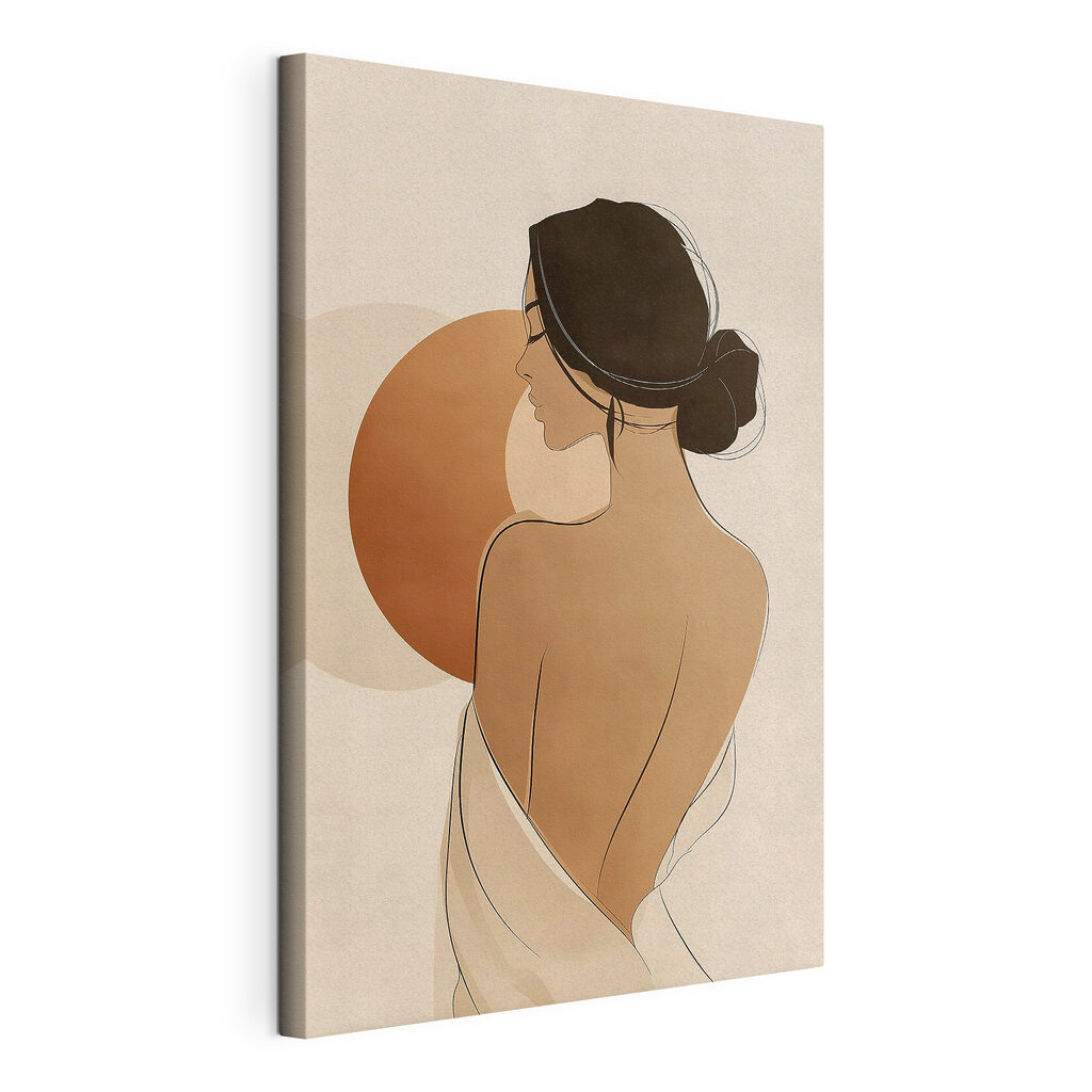 Blote rug voor terracotta, gespannen canvas met doorlopende rand