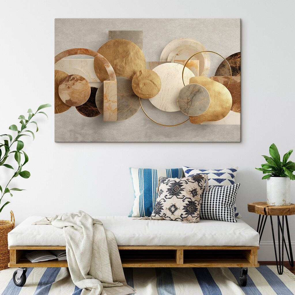 Gouden cirkels naast rechthoeken — interieur 2