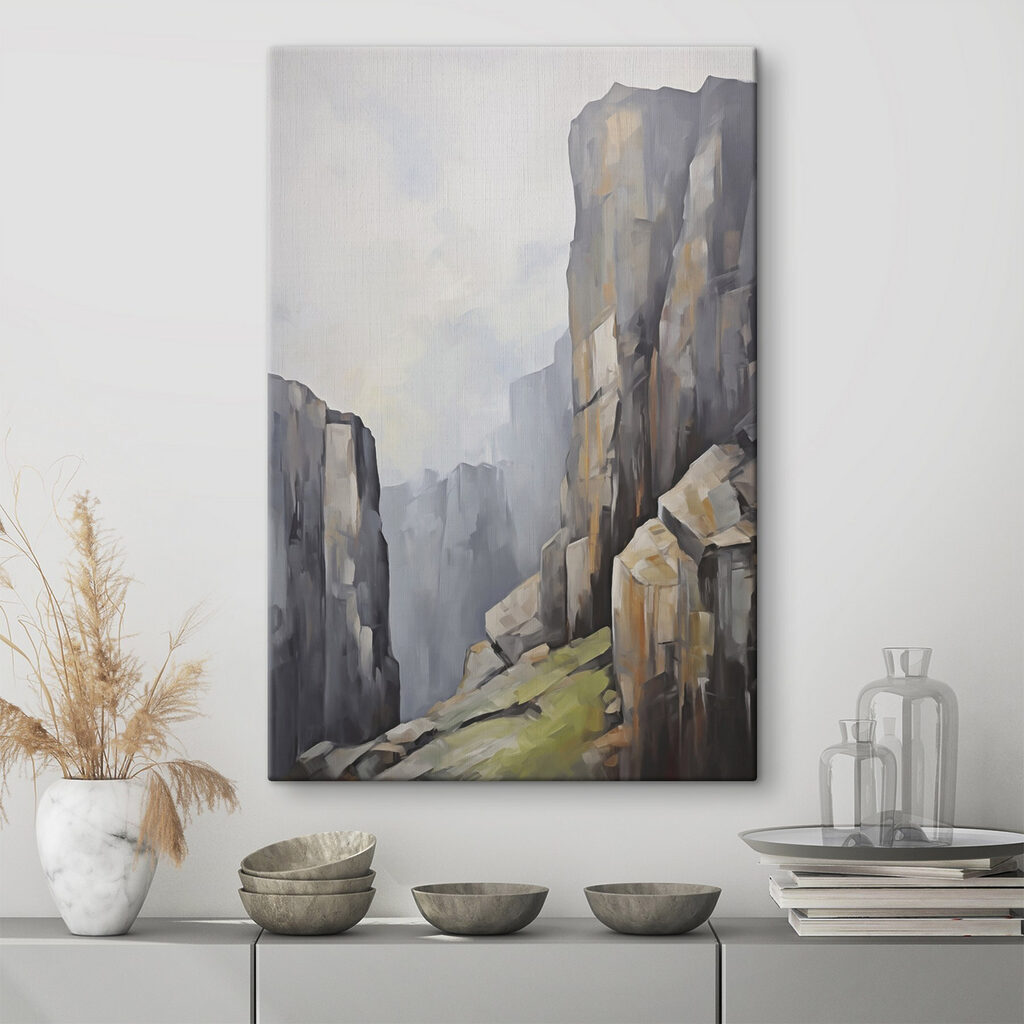 Groen pad langs rotszuilen — interieur 1
