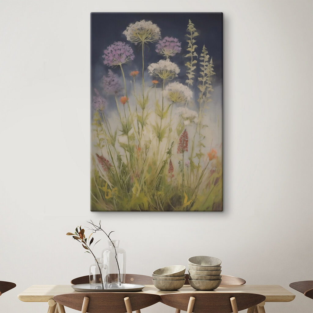 Lila pluizen tussen veldbloemen — interieur 1