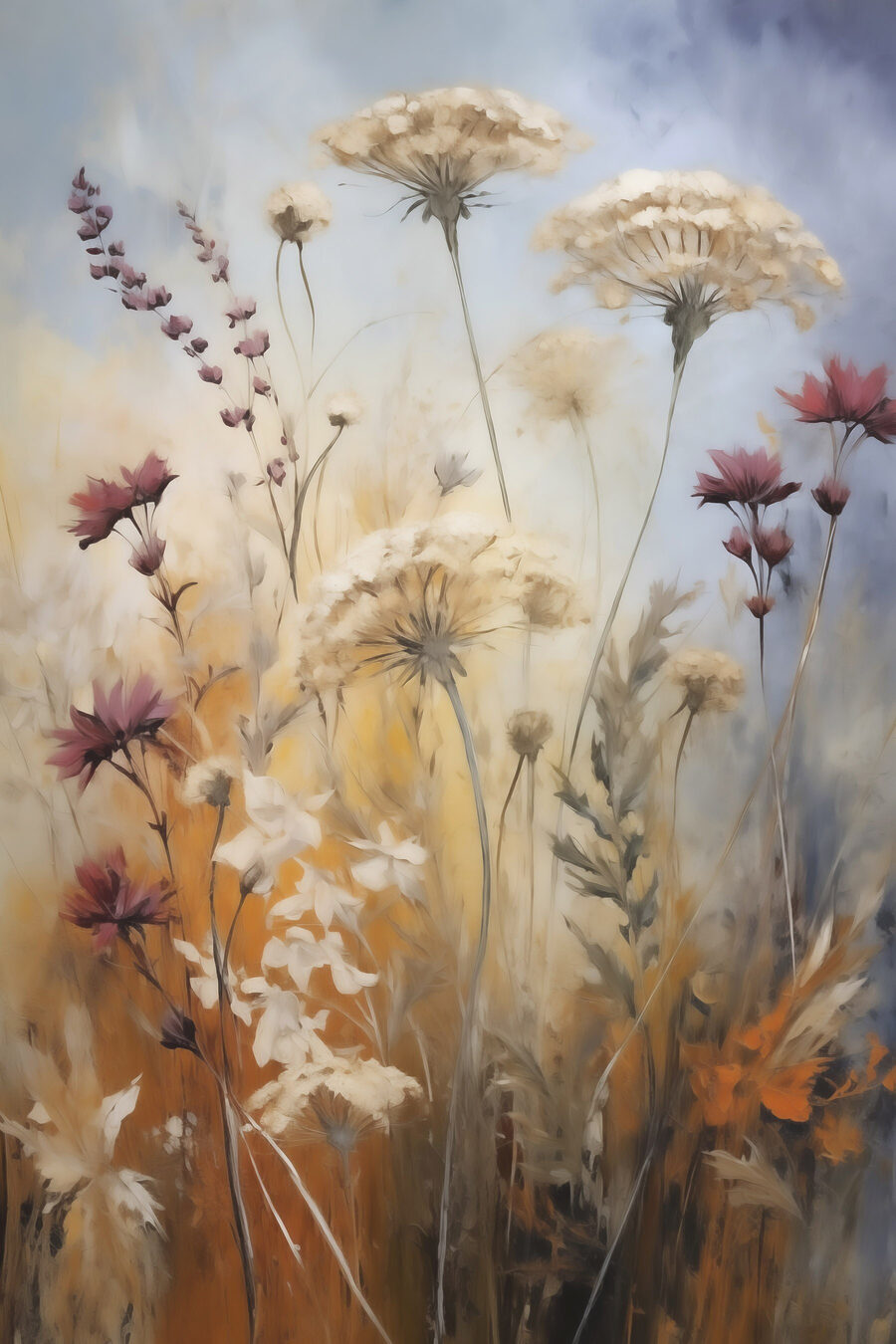 Bloemschermen in gouden licht — volledig ontwerp