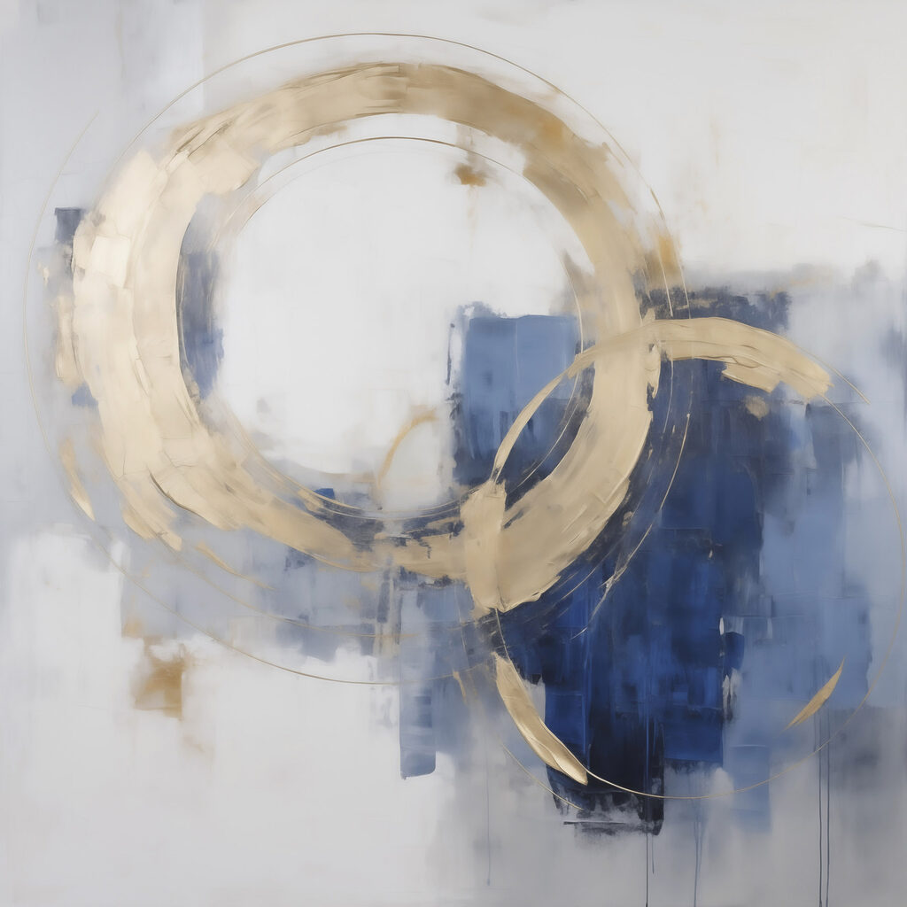 Gouden ring boven blauw — volledig ontwerp