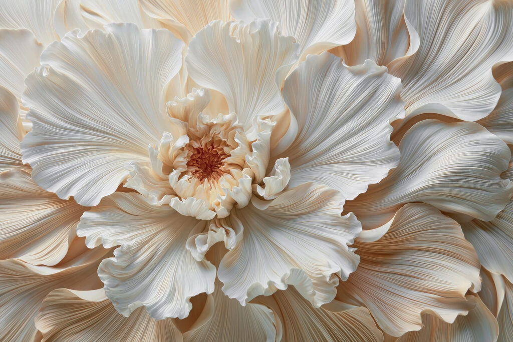 Witte bloem met ribbelrand — volledig ontwerp