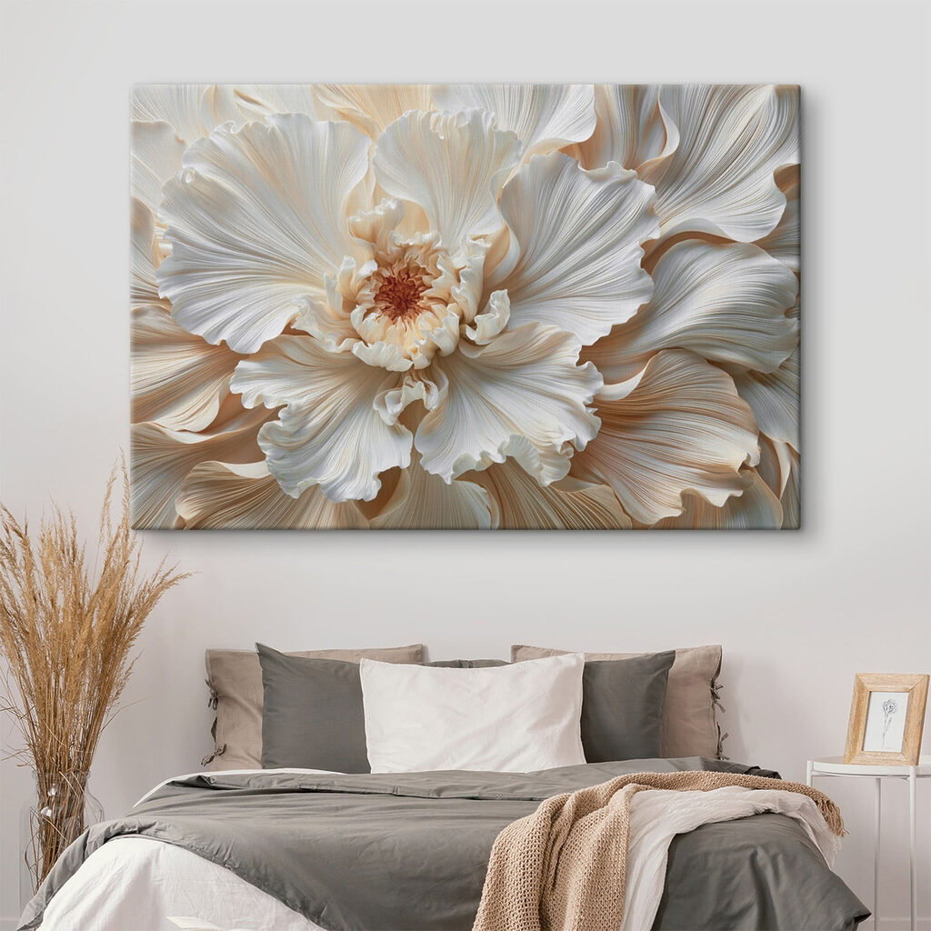 Witte bloem met ribbelrand — interieur 2