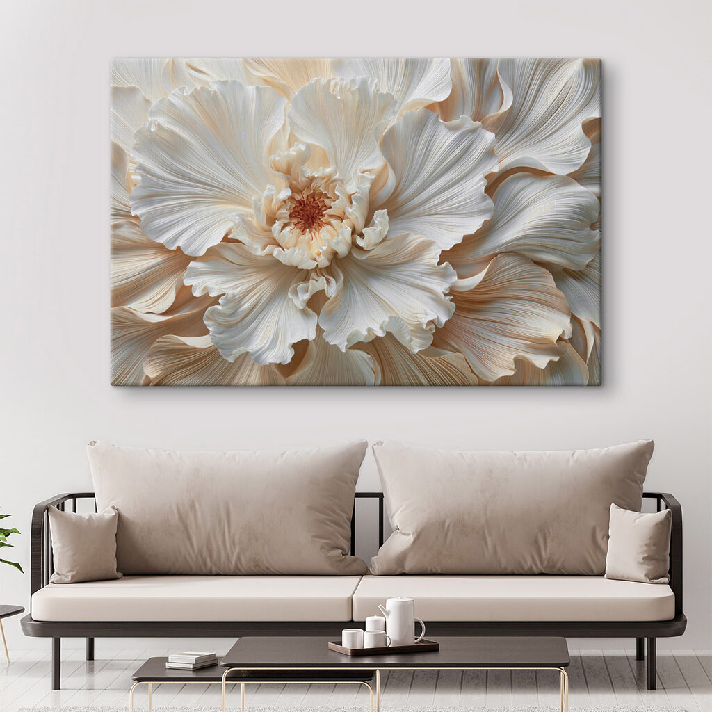 Witte bloem met ribbelrand — interieur 1