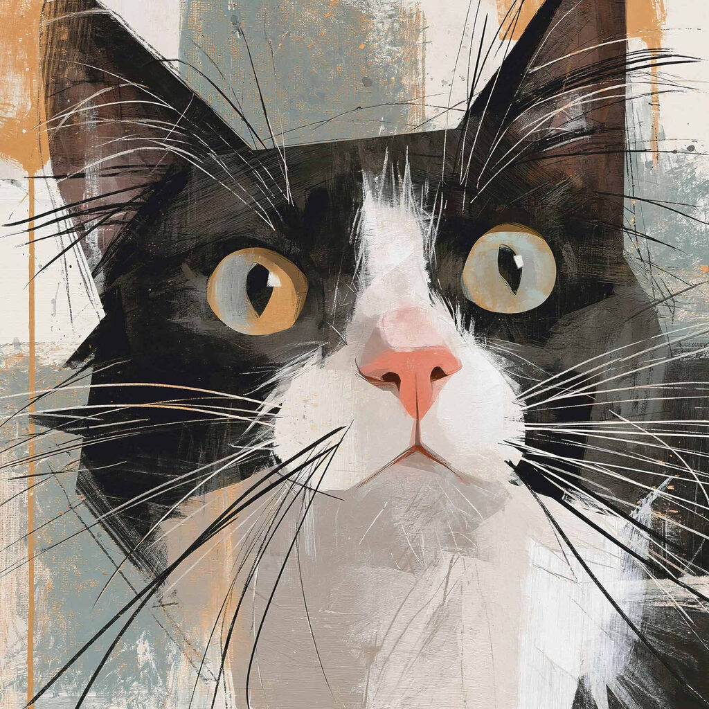 Kat met grote amberogen — volledig ontwerp