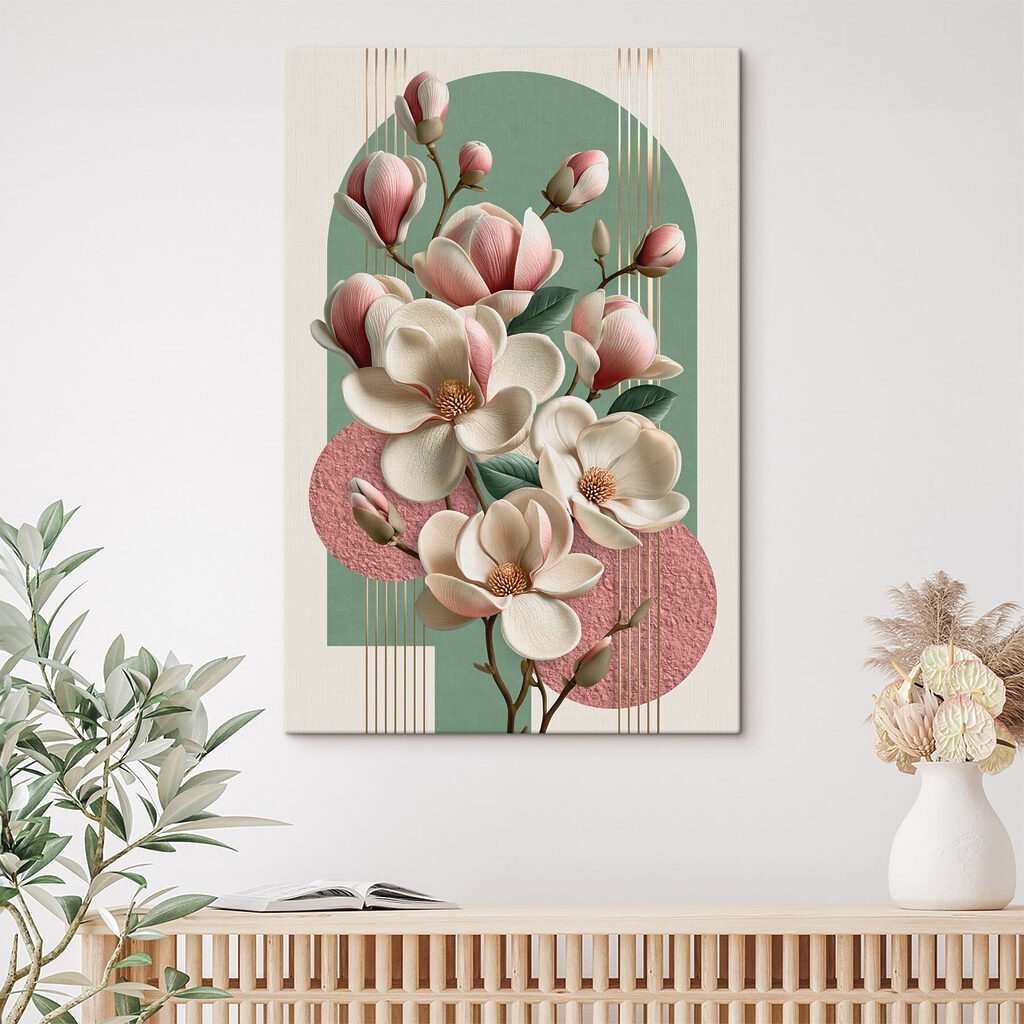 Magnolia voor roze reliëfcirkels — interieur 3