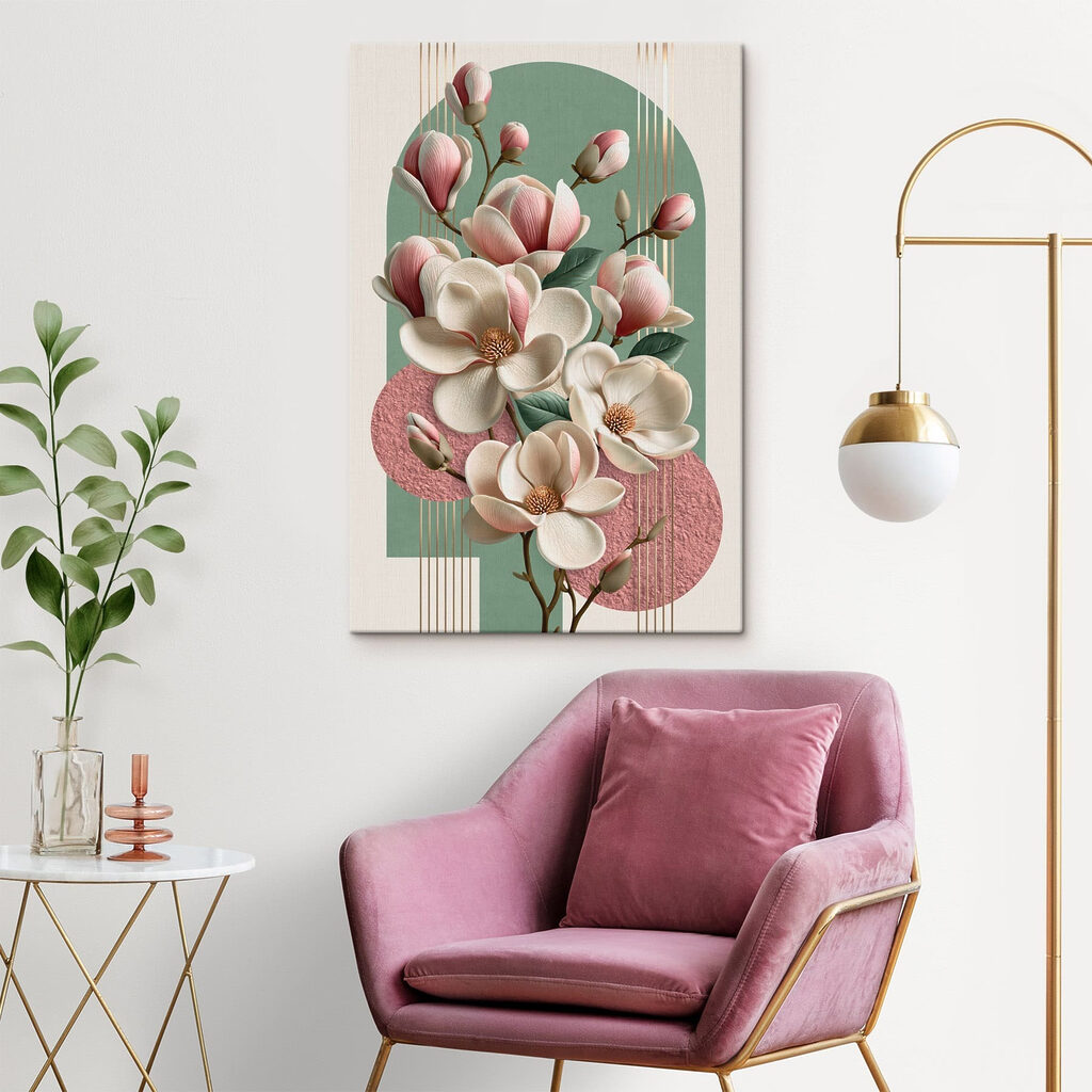 Magnolia voor roze reliëfcirkels — interieur 1