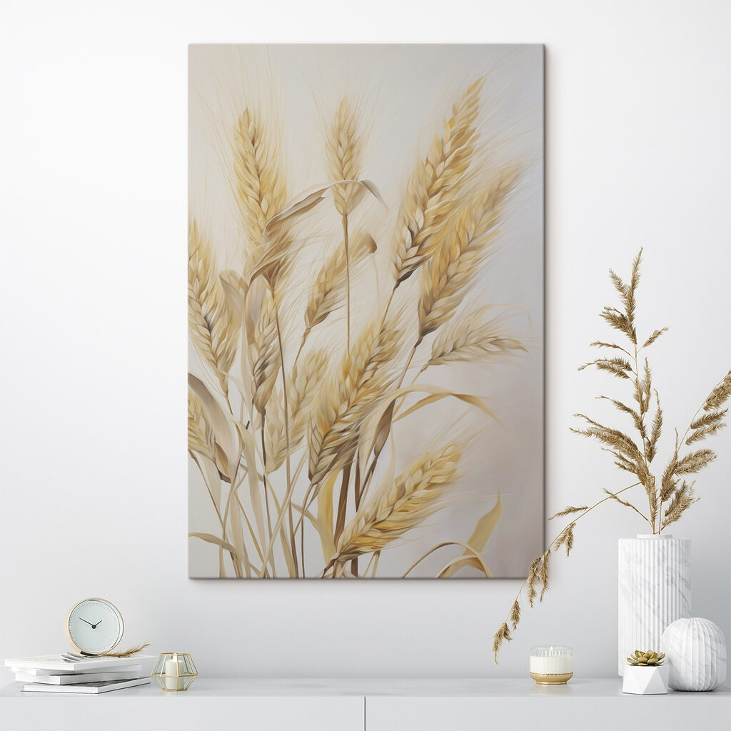 Schilderij van tarwe op een witte achtergrond — interieur 1