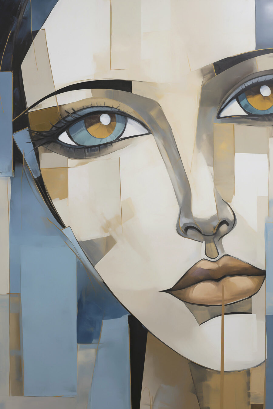Schilderij van het gezicht van een vrouw — volledig ontwerp