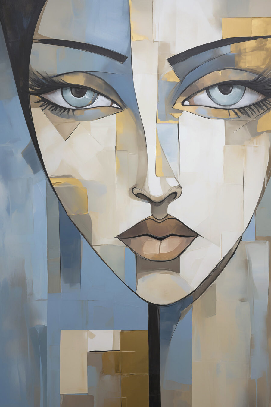 Schilderij van het gezicht van een vrouw — volledig ontwerp