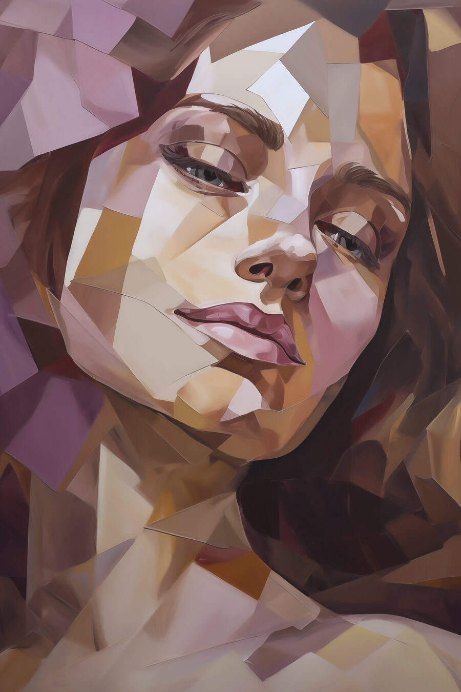 Het gezicht van een vrouw met weinig polygonen — volledig ontwerp